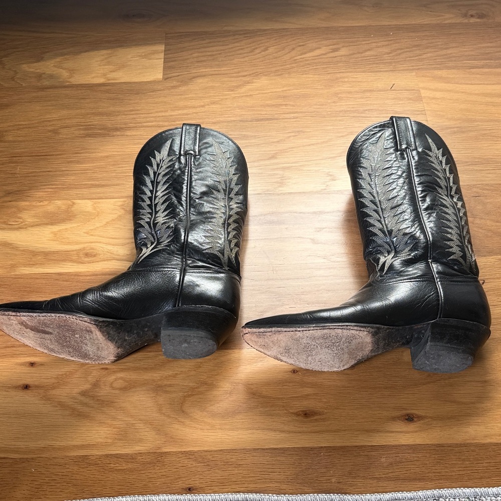 Tony Lama Black Boots with Silver Accents